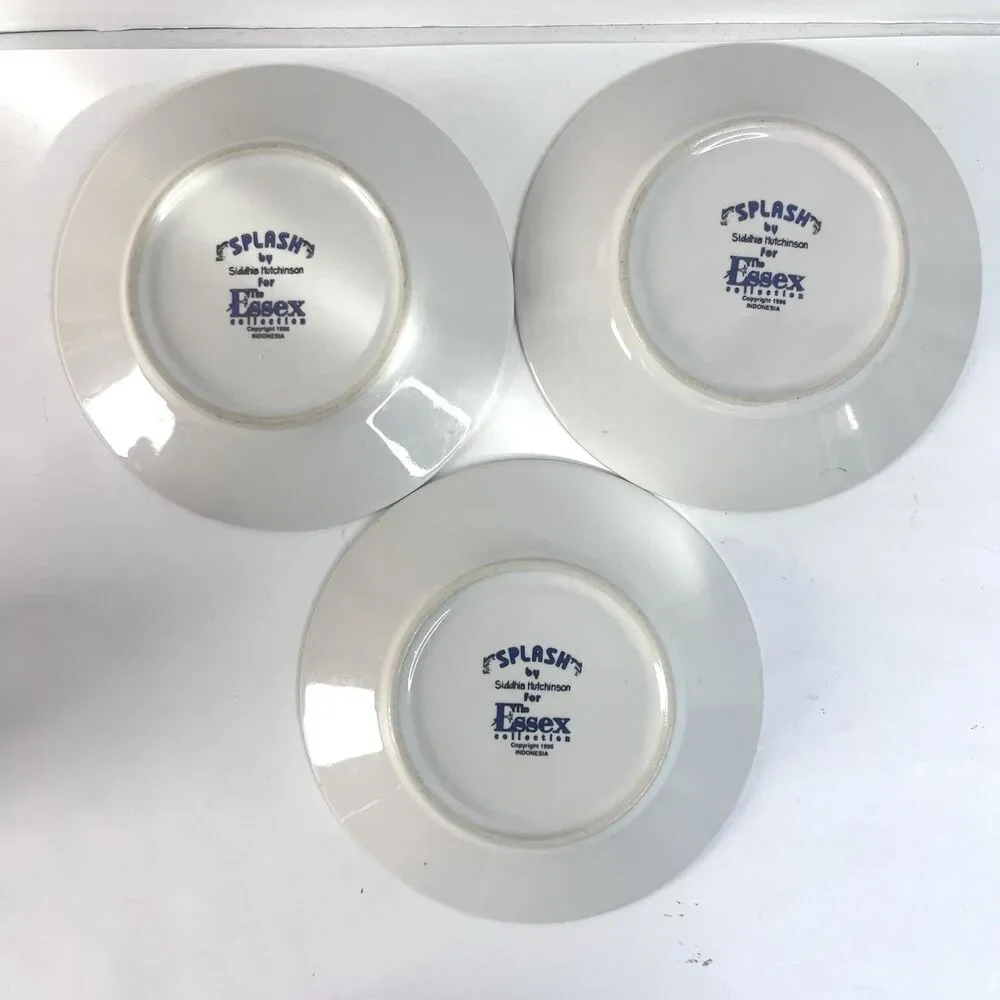VTG. Essex Collection Splash by Siddhia Hutchinson Demitasse 3 Cup & Saucer Set